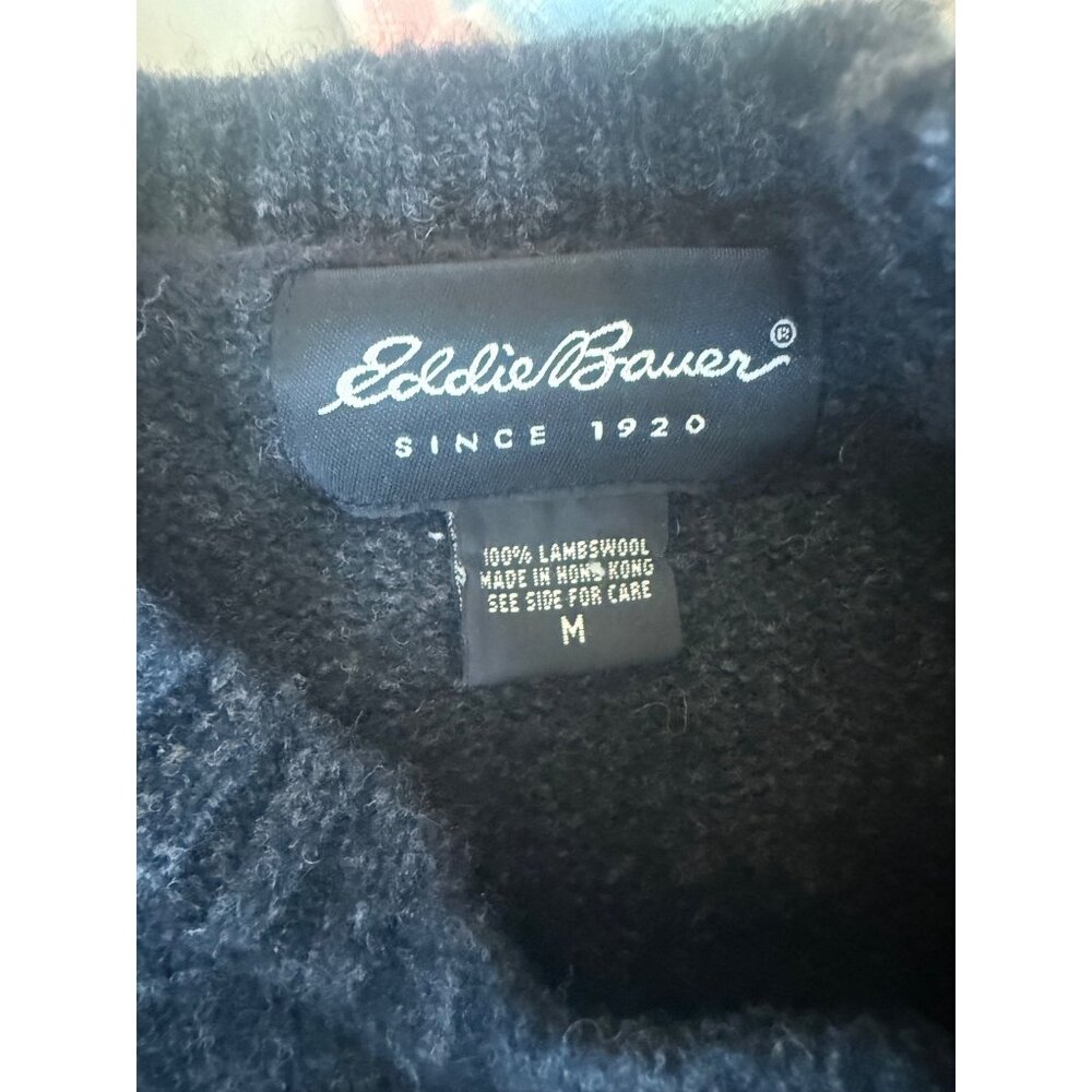 Eddie Bauer Mens 100% Lambswool Fair Isle Sweater Size M Crewneck Quiet Luxury - Picture 5 of 6